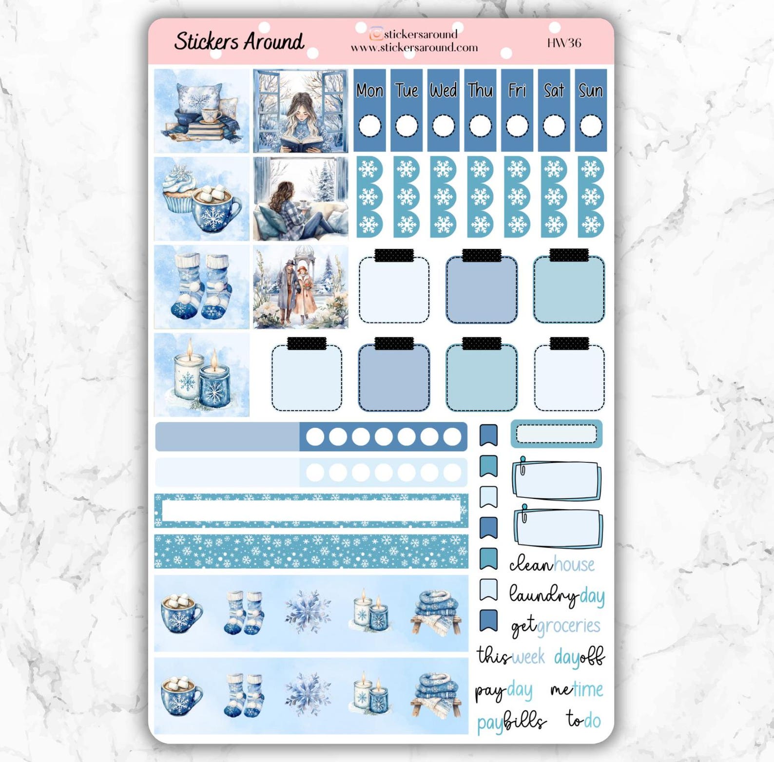 Blue Winter - Weekly Planner Sticker for Hobonichi Weeks, Hobo Techo ...