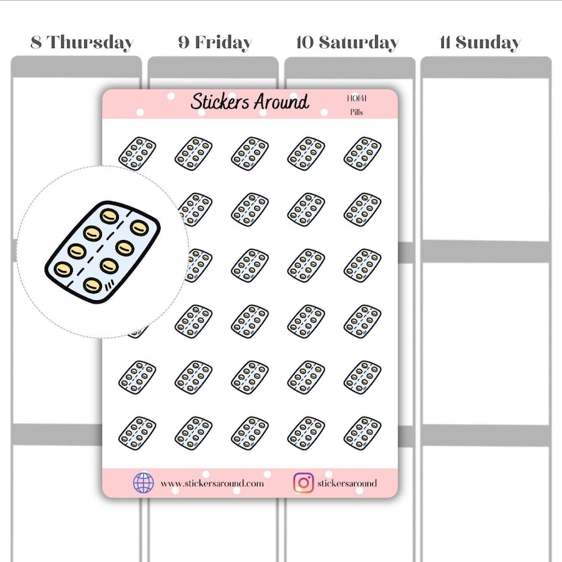 Medication Planner Stickers, Pill Icon, Medicine Reminder, Vitamin ...