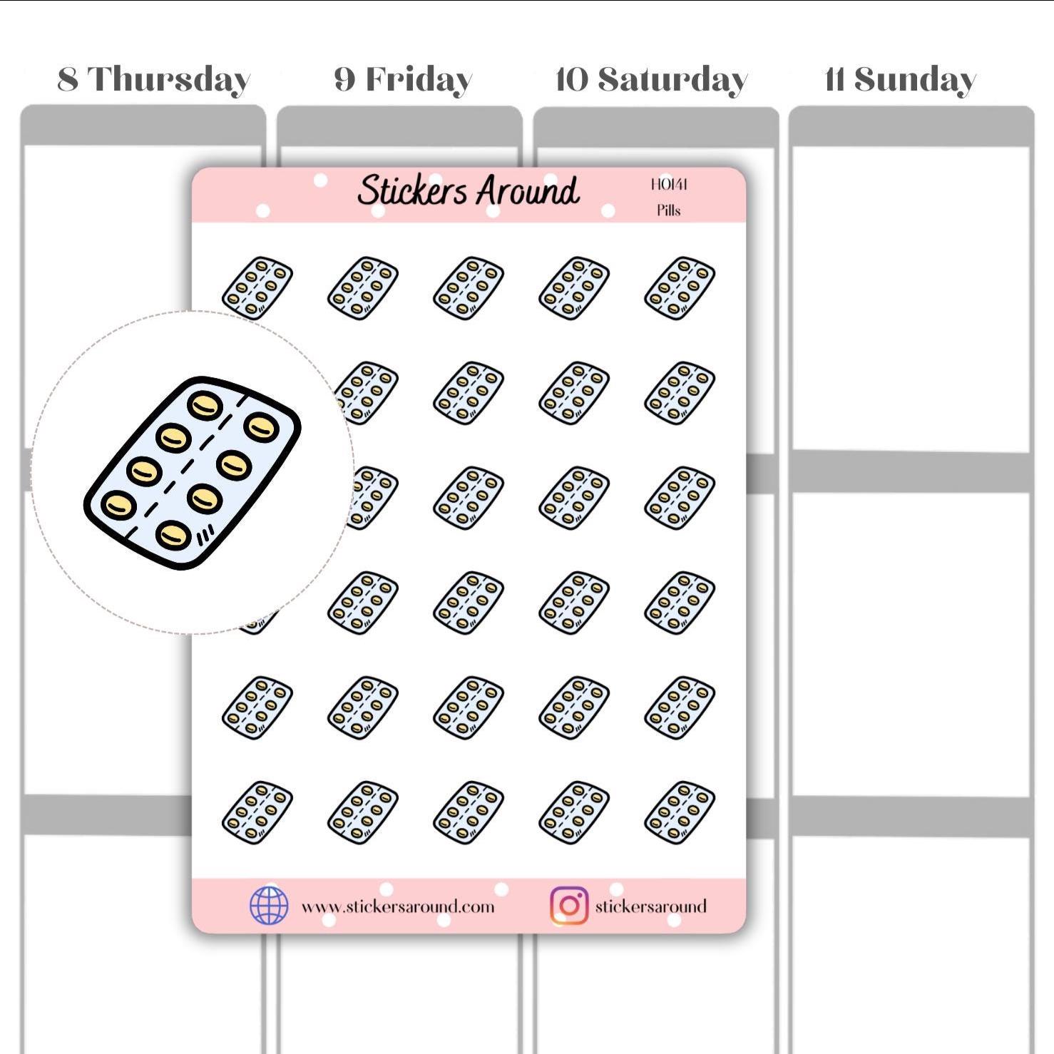 Medication File Sticker Medication Planner Stickers, Pill Icon, Medicine Reminder, Vitamin ...