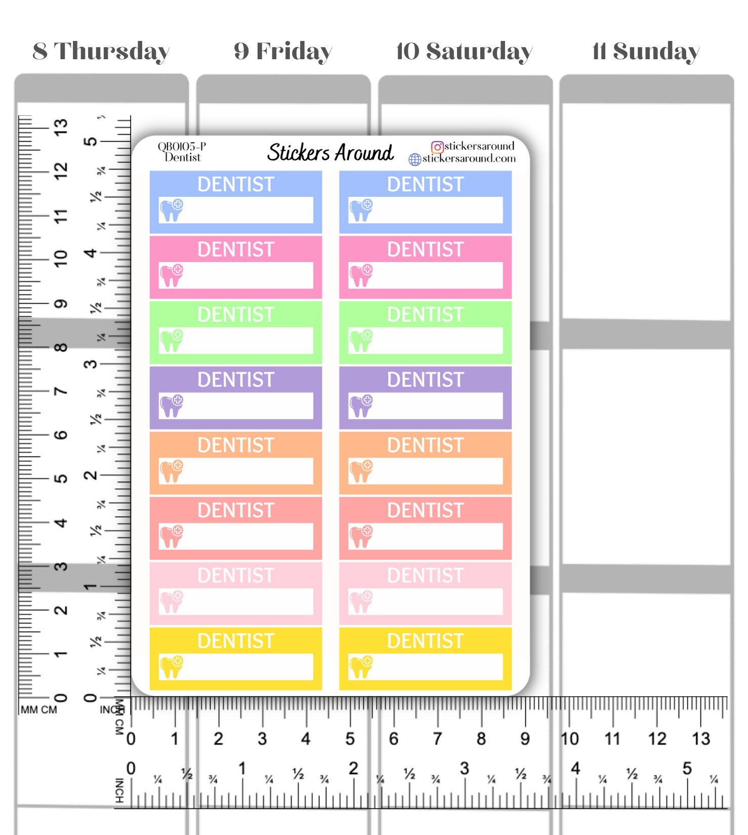 Dentist Appointment Planner Sticker, Dentist Quarter Box Sticker ...