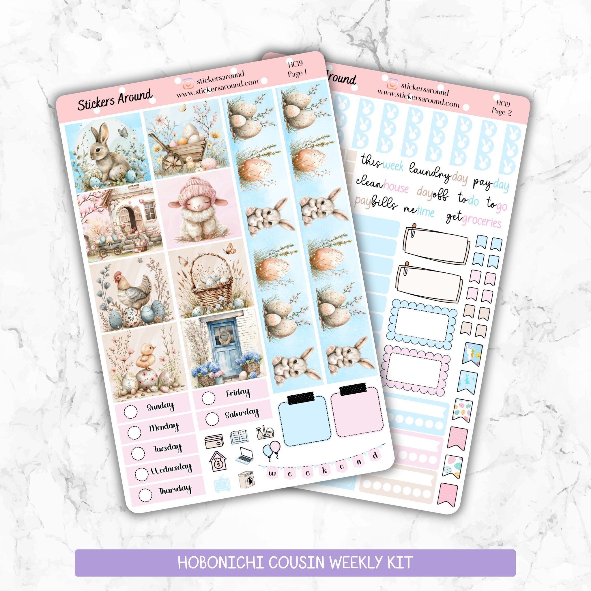 Easter in Blue and Pink - Weekly Planner Sticker Kit for Hobonichi ...