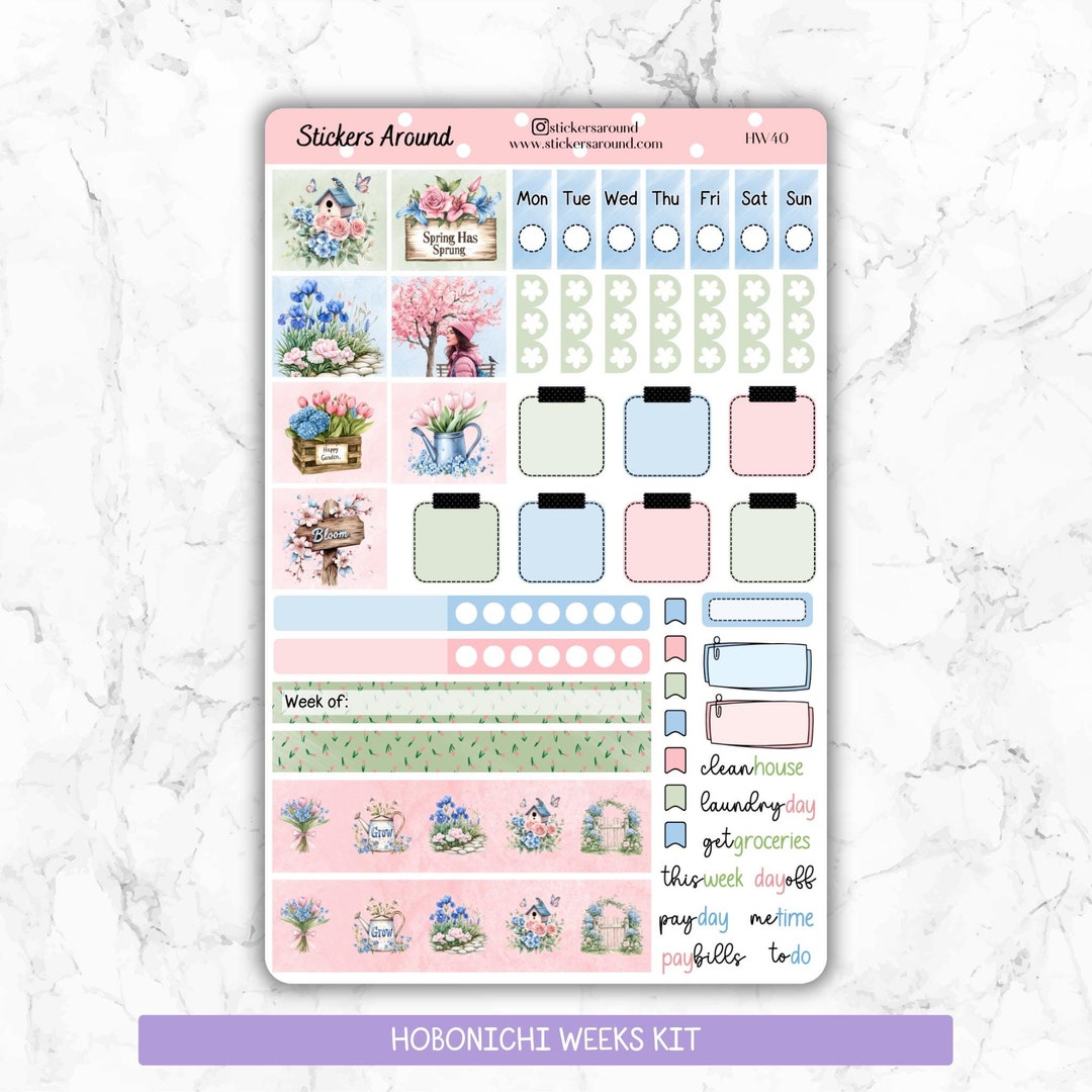 Spring Blossom Haven Weekly Planner Sticker for Hobonichi Weeks, Spring ...