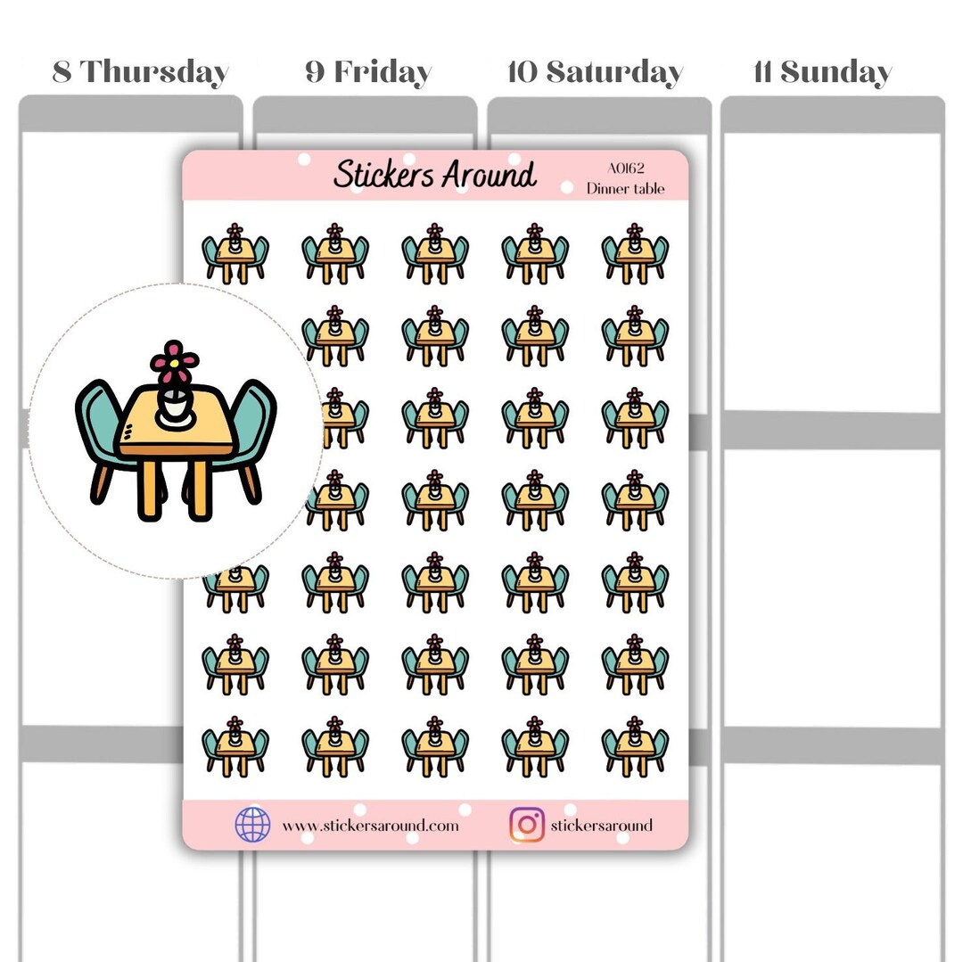 Dinner Table Planner Stickers: Date Night Icon Stickers - Etsy