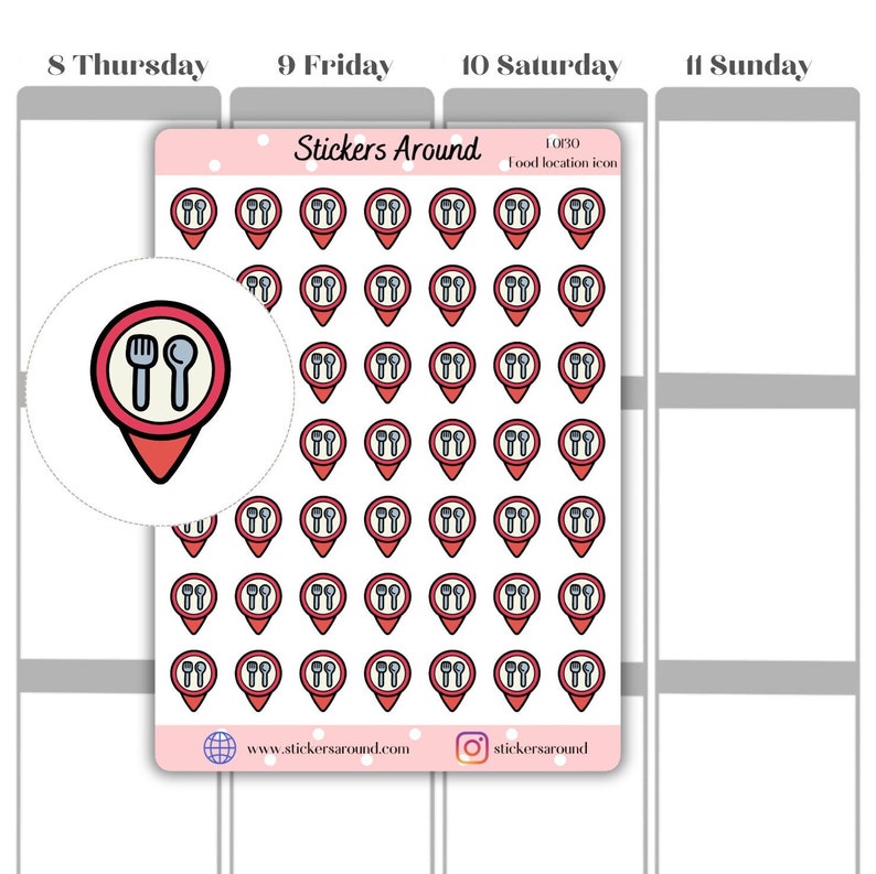 Food Location Icon Planner Stickers - Etsy