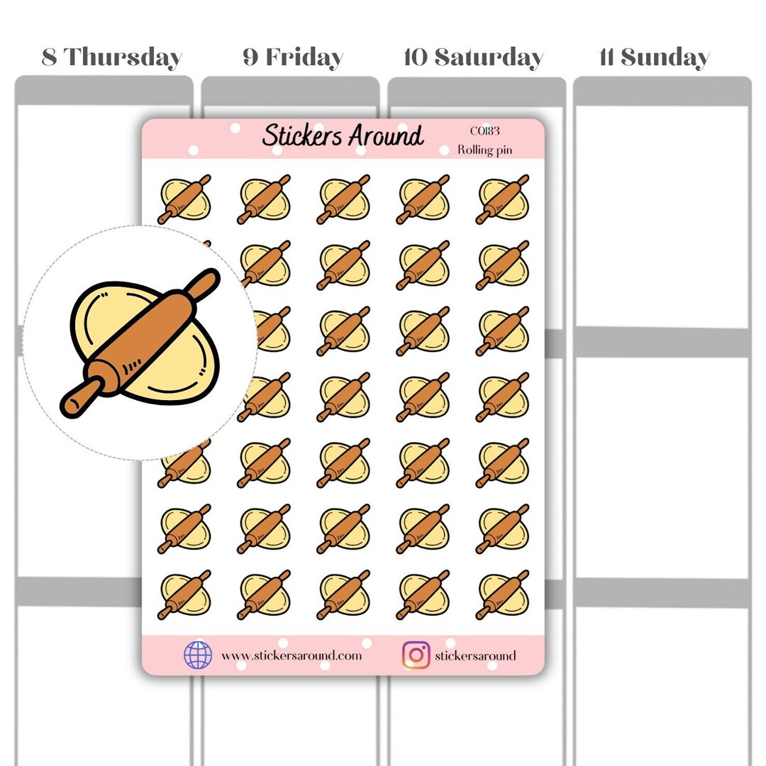 Rolling Pin Icon Planner Sticker - Etsy