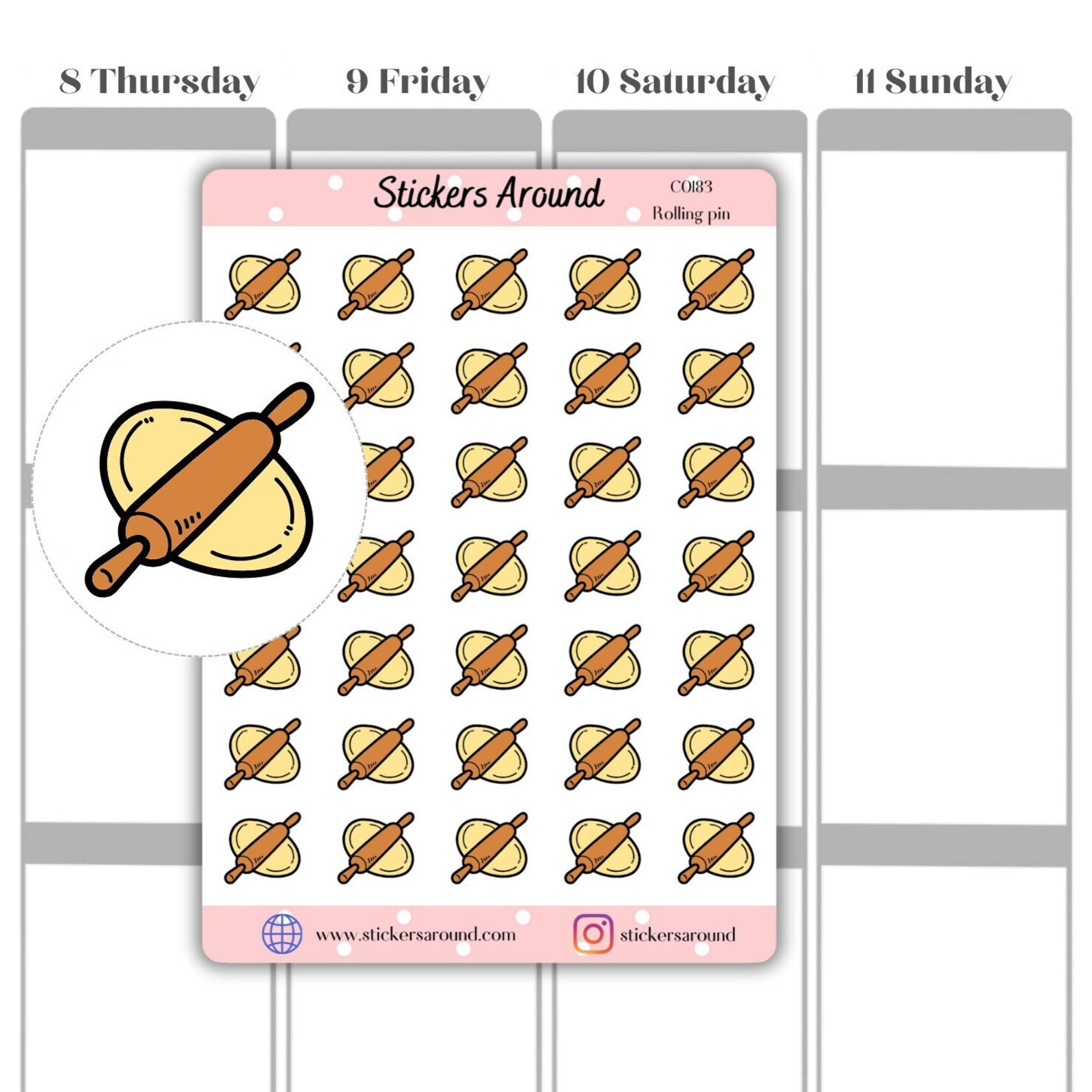 Rolling Pin Icon Planner Sticker - Etsy
