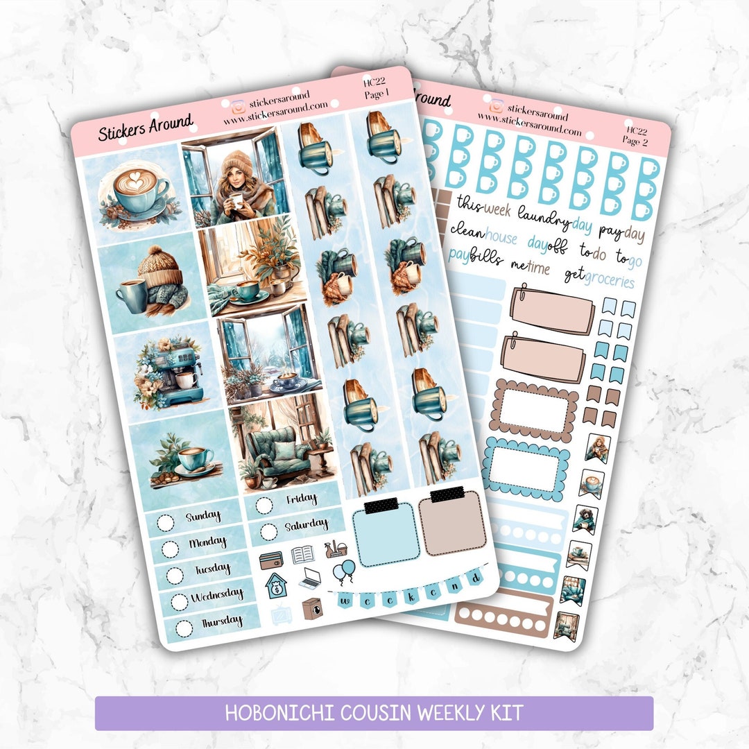 Cozy Winter Coffee - Weekly Planner Stickers Kit for Hobonichi Cousin ...