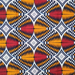 Afrikanischer Wachsstoff von 0,50 m grafisches Muster Rot Orange