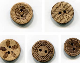 1.7 or 1.5 cm pattern choice coconut buttons