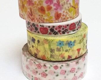 Washi tape flowers 7-10 m pattern choice 0.8 or 1.5 cm