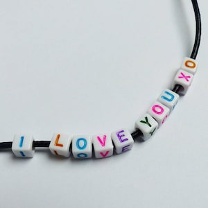10 alphabet beads, Letters of your choice 6mm, white or pink