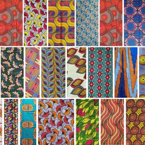 Lot of 30 African wax fabric samples with various patterns, 20x25cm