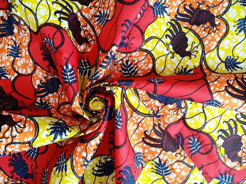 birds and plants African wax fabric by 0.50m