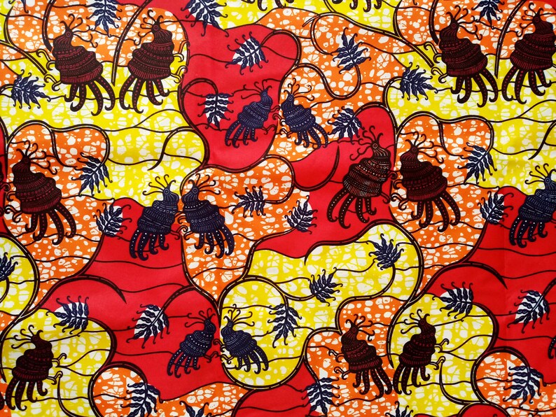 birds and plants African wax fabric by 0.50m
