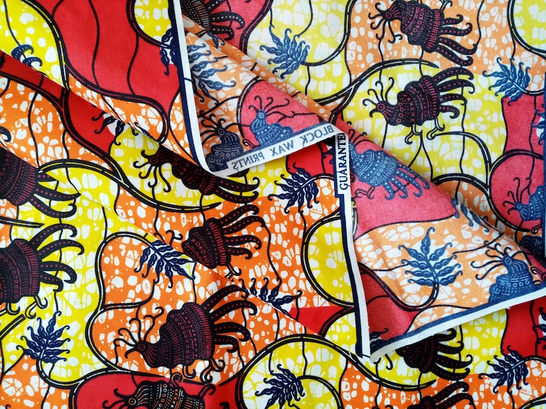 birds and plants African wax fabric by 0.50m