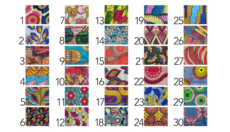 Lot 10 échantillons au choix tissu wax africain, divers motifs, 20x25cm image 2