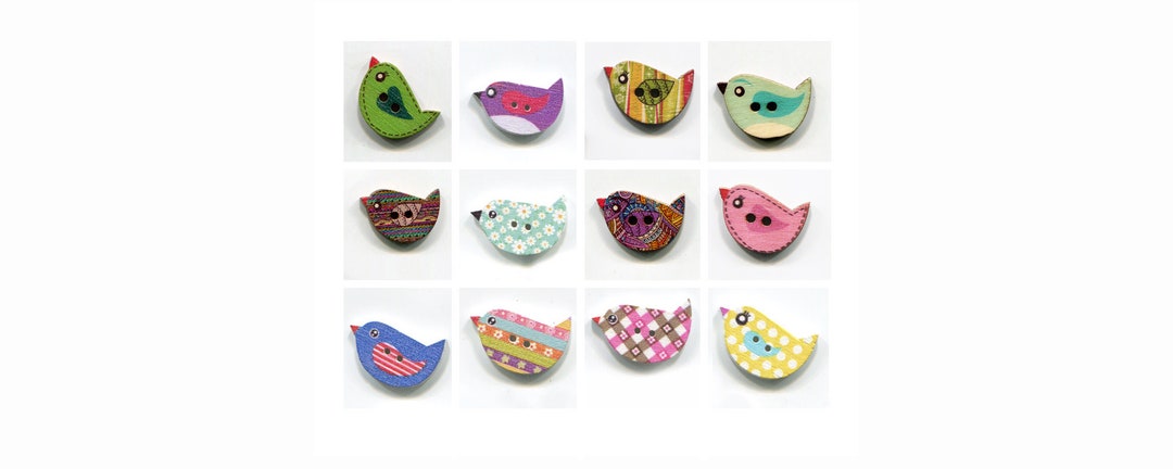 Lot De 10 Boutons En Bois Forme Oiseau Bébé - 22x16mm, 2 Trous, Pour Couture & Créatif