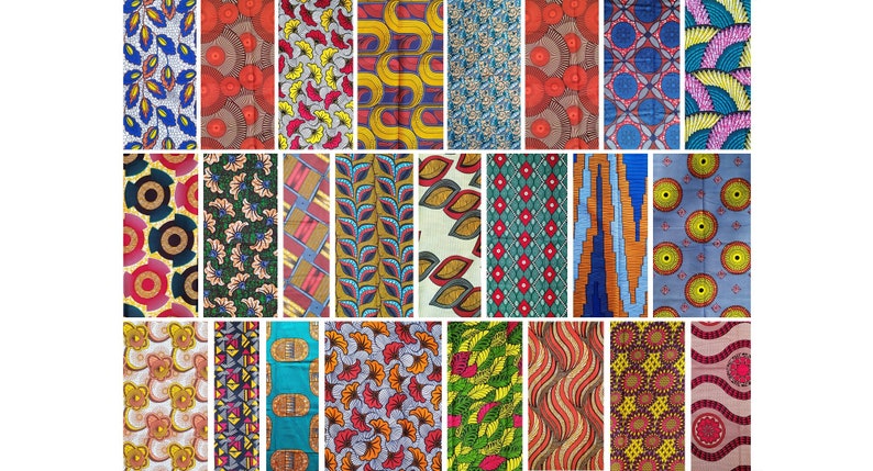 Lot 10 échantillons au choix tissu wax africain, divers motifs, 20x25cm image 1