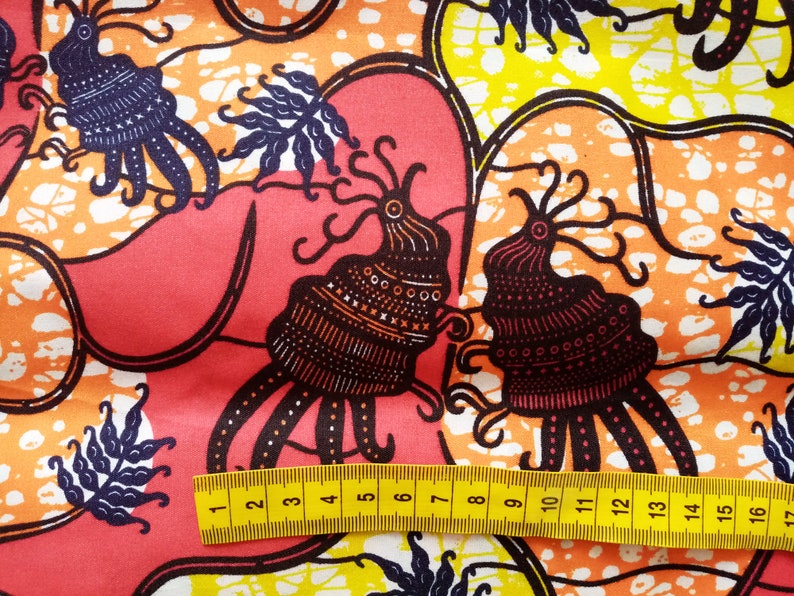 birds and plants African wax fabric by 0.50m