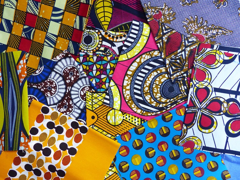 Lot 10 échantillons au choix tissu wax africain, divers motifs, 20x25cm image 7