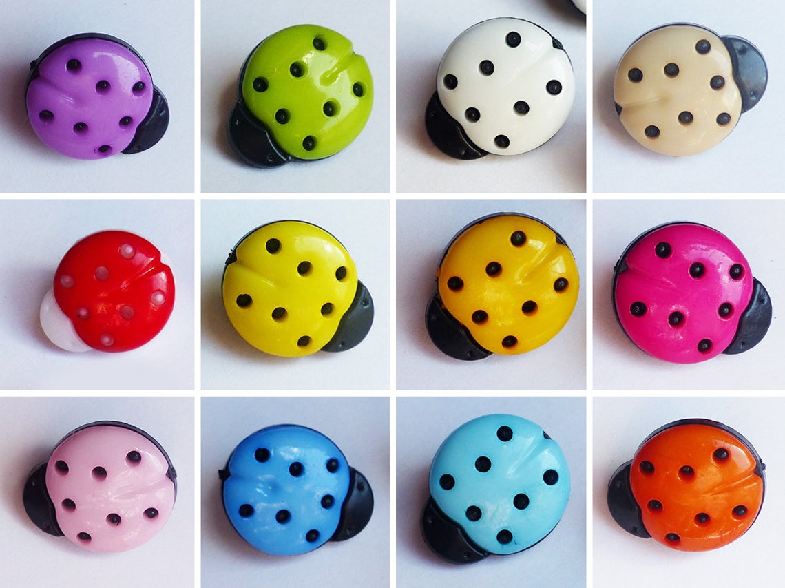 Lot Ladybug Buttons 1.5 Cm Color of Your Choice Plastic Etsy UK