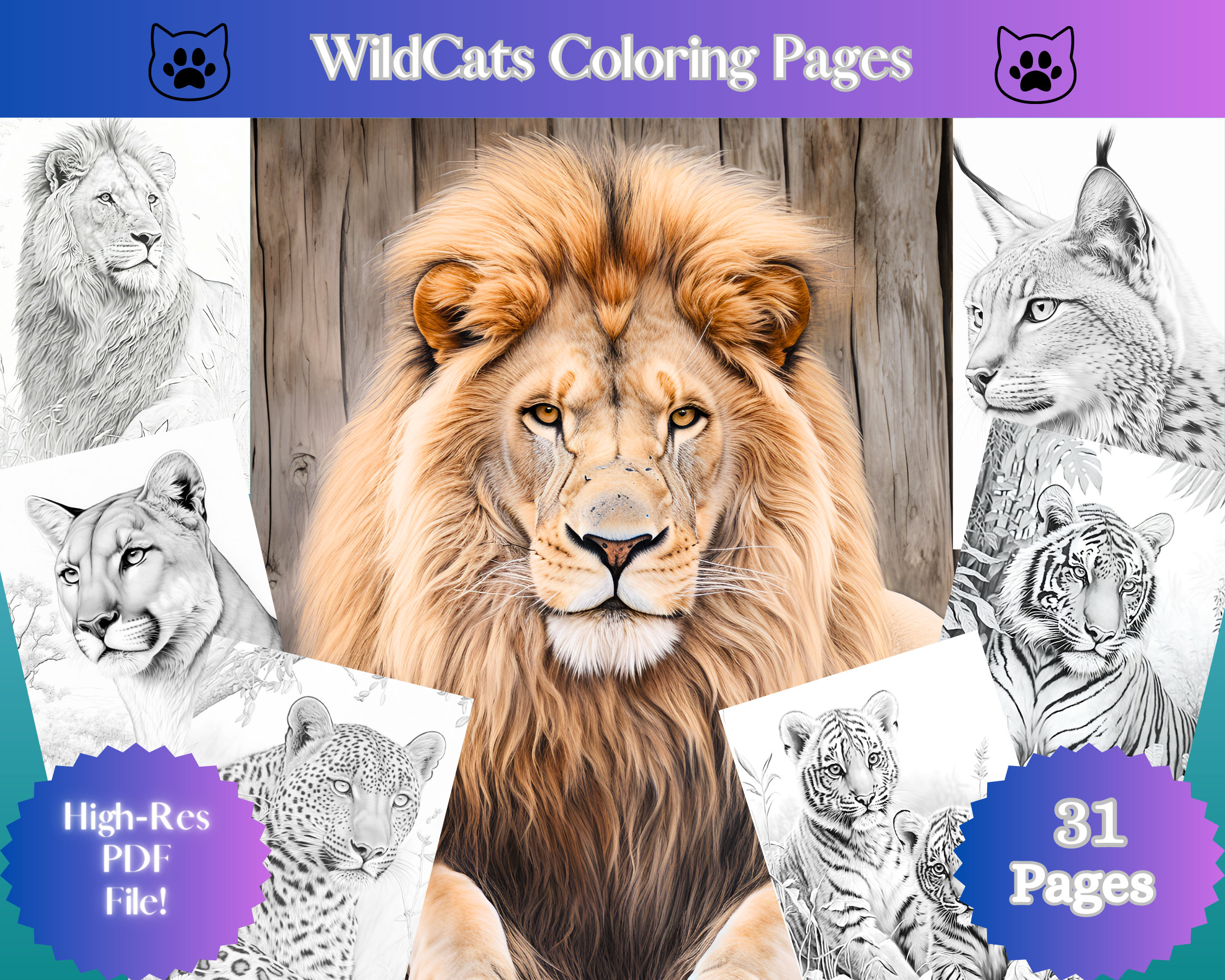 Wild Cats Coloring Pages Print