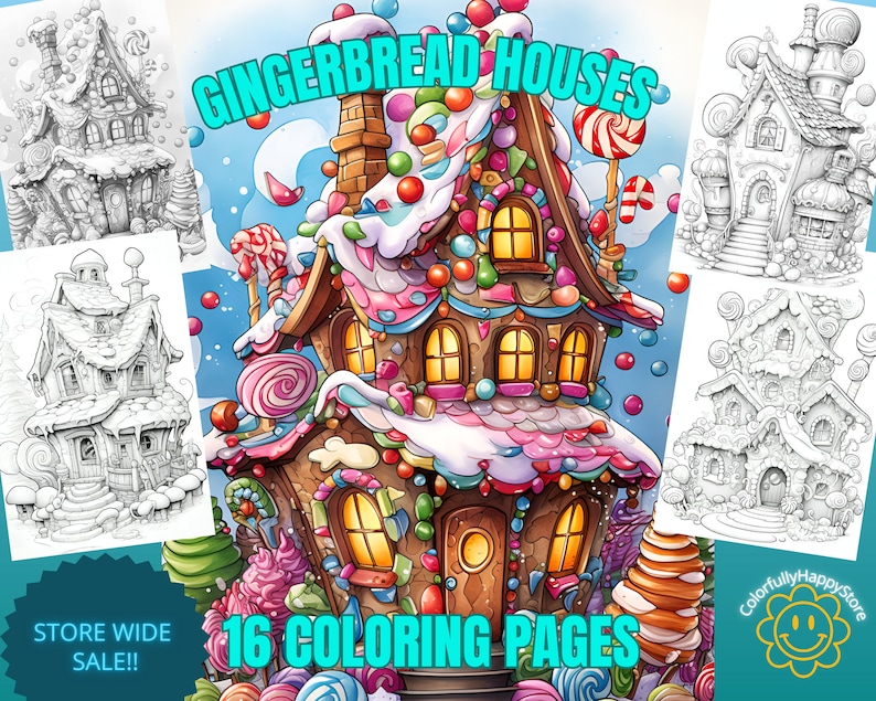 Coloring Pages for Adults Gingerbread Houses Coloring Grayscale Fairy ...