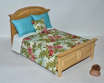 Miniature Dollhouse Bedspread Comforter 2 Pillows 1:12 scale #C107