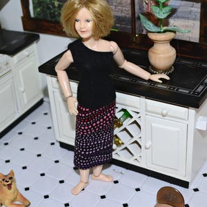 Heidi Ott Doll Clothes Handmade 1:12 Scale Dollhouse Miniature Single Shoulder Top & skirt~ Fits 5.5&quot; Slender Heidi Ott Female~No Doll