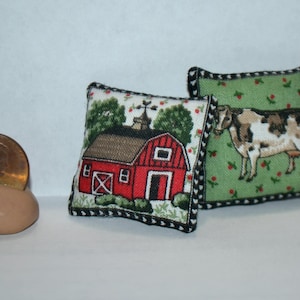 Miniature Dollhouse Pillows Cushions Throw Pillows Country Farm Theme 1:12 Scale~Want a different combination of Country Pillows? Just ask!