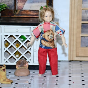 Heidi Ott 1:12 Scale Doll Clothes Handmade for 4&quot; Girl, Shirt & Pants ~ Dollhouse Miniature NO Doll ~ Fits 4&quot; Heidi Ott Girl