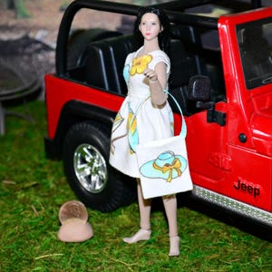 PHICEN Doll Clothes Dress w-tote bag 1:12 Scale~ Handmade For Seamless 5.8&quot; Med Bust TBLeague T01~Dress & Tote bag Only-No Doll/accessories