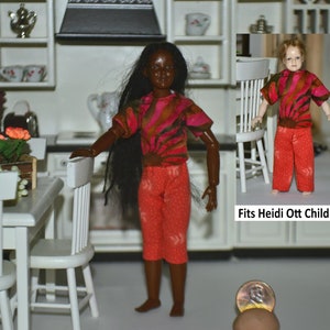 Heidi Ott 1:12 Scale Doll Clothes Handmade Shirt and Bottoms for 5.5&quot; Slender Heidi Ott Female & 4&quot; Child ~ Dollhouse Miniature NO Dolls
