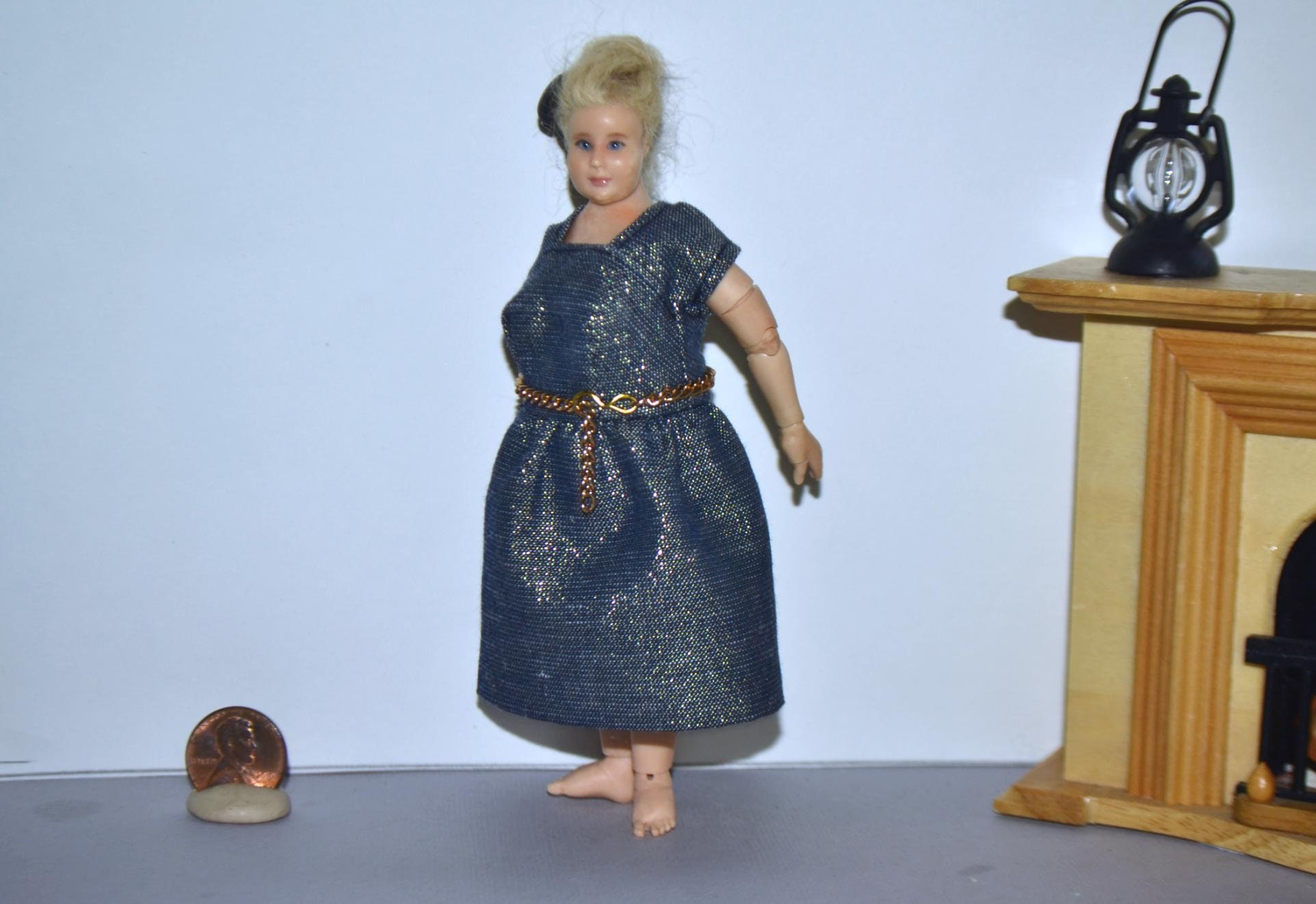 1/12 Scale Plus Size Zjakazumi Doll Dress Blue Wgold Etsy