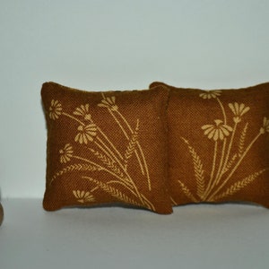 1/12 scale Miniature Dollhouse Pillows Cushions 2 Throw Pillows Floral Grass print ~ 1:12 Scale ~ Pillows only