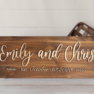 Personalized Wooden Sign Wedding Date Sign Entryway Wall Decor Wedding Gift Newlywed Gift Mantle Decor image 7