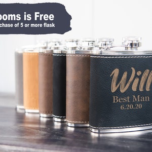 Personalized Leather Flask | Groomsmen Flask | Engraved Flask | Custom Monogrammed Flask | Gift for Groom