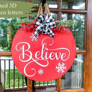 Deck the Halls Christmas Door Hanger Wood Door Hanger Christmas Wreath image 2