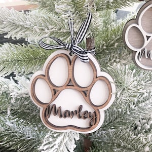 Dog Paw Christmas Ornament | Wood Christmas Ornament | Pet Ornament