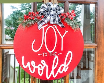 Christmas Door Hanger | Wood Door Hanger | Christmas Wreath