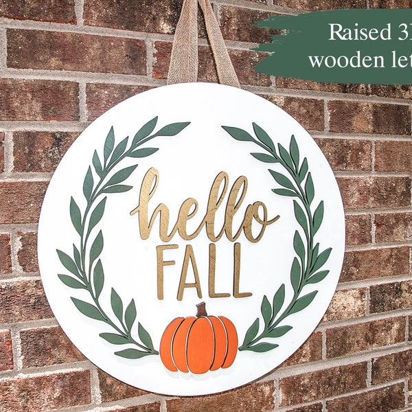 Hello Fall  Door Hanger | Fall Wreath |  Front Door Wreath | Fall Decor  | Entry Way Wall Decor | Welcome Sign