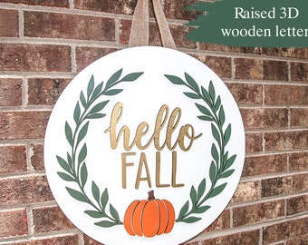 Hello Fall  Door Hanger | Fall Wreath |  Front Door Wreath | Fall Decor  | Entry Way Wall Decor | Welcome Sign