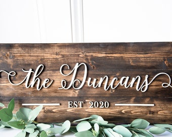 Personalized Last Name Sign | Family Name Sign | Established Sign | Wedding Gift | Newlywed Present