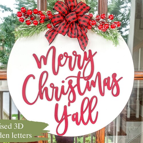 Christmas Door Hanger Wood Door Hanger Christmas Wreath Etsy