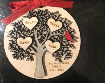 Family Tree Ornament Christmas Present Anniversary Gift