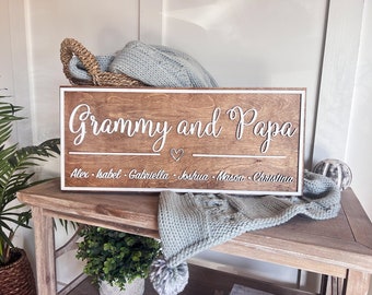 Grandparent Wooden Sign | Grandchildren's Name Sign | Grandparent Gift | Sign for Grandparents