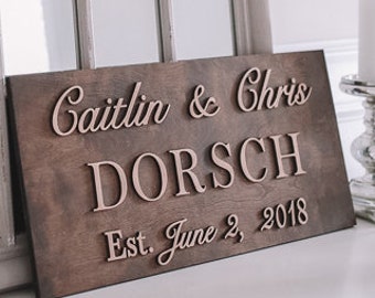 Last Name Sign | Family Name Sign | Wooden Established Sign