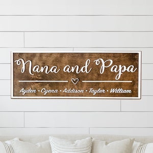 Grandparent Wooden Sign Grandchildren's Name Sign Grandparent Gift Sign for Grandparents image 2