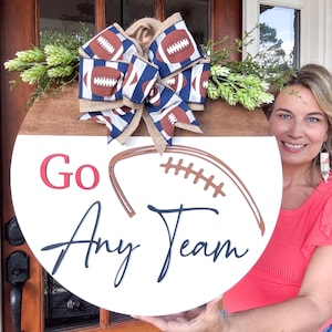 Football Door Hanger | Front Door Decor for Football | Go Patriots Wreath | Custom Football Front Door Decor