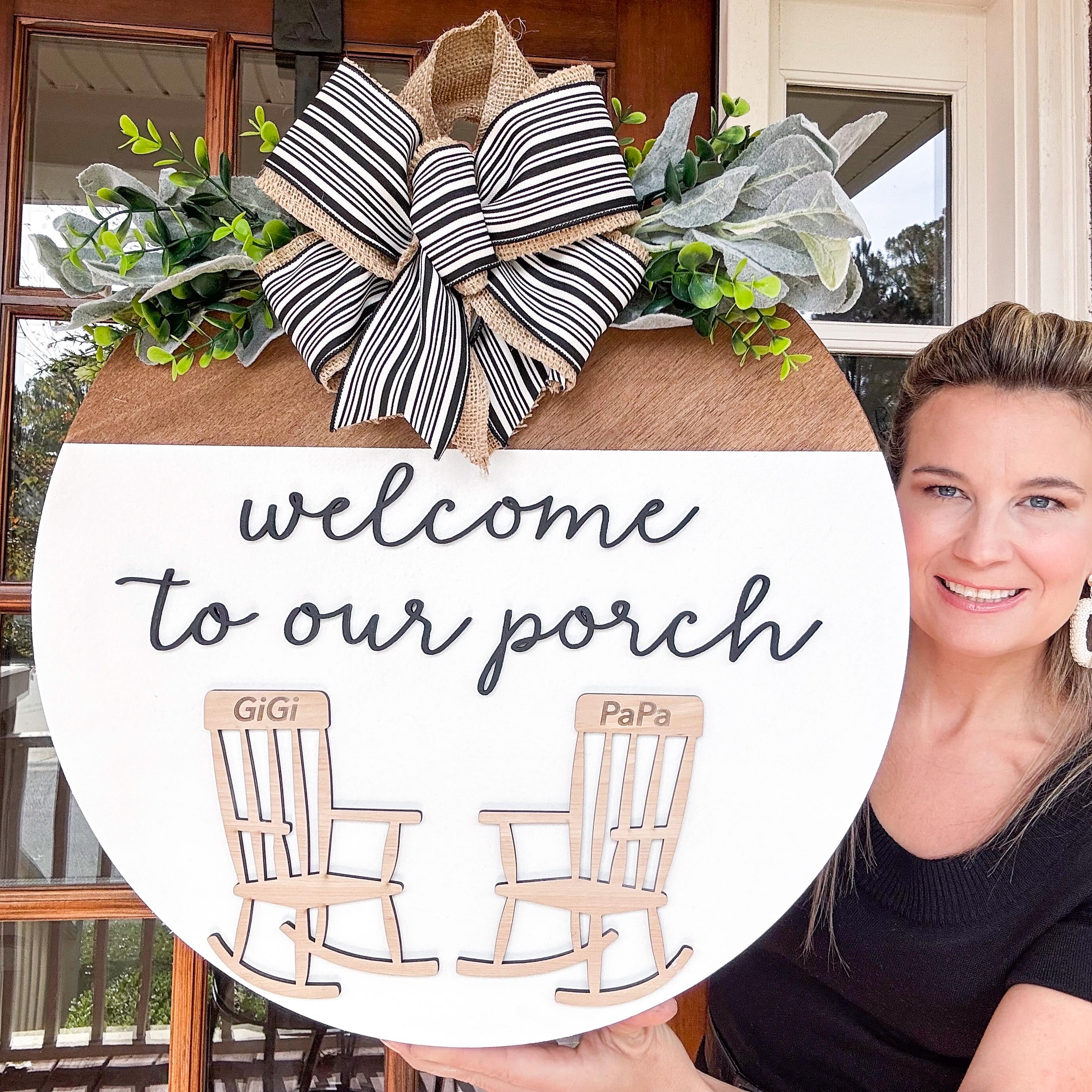 Welcome to our Porch Door Hanger | Front Porch Door Decor | Front Door Porch Sign | Welcome to our porch door sign